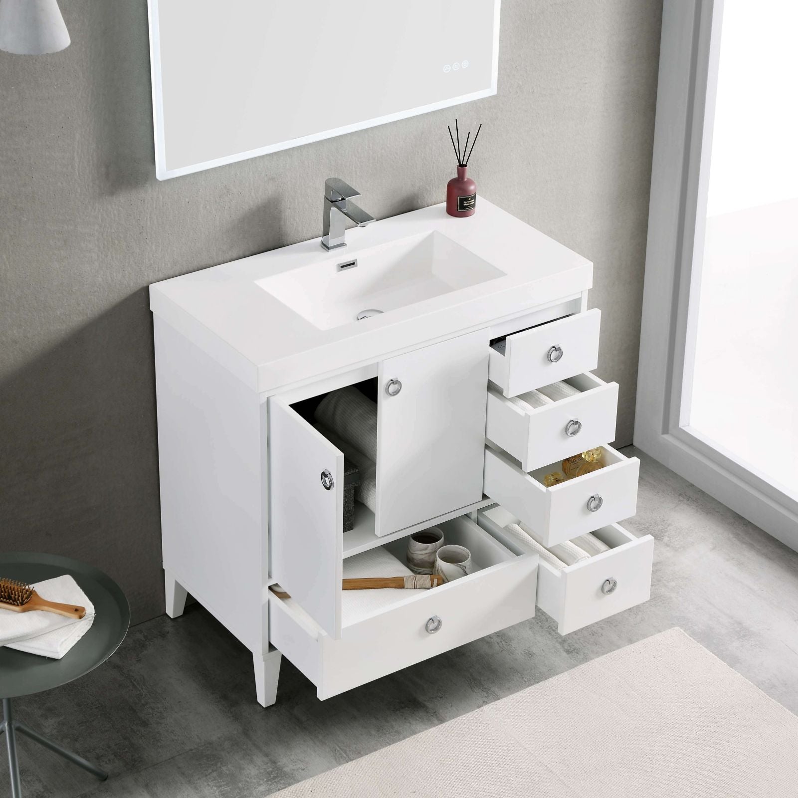 Blossom 36&quot; Vanity Base 2 Doors 5 Drawers