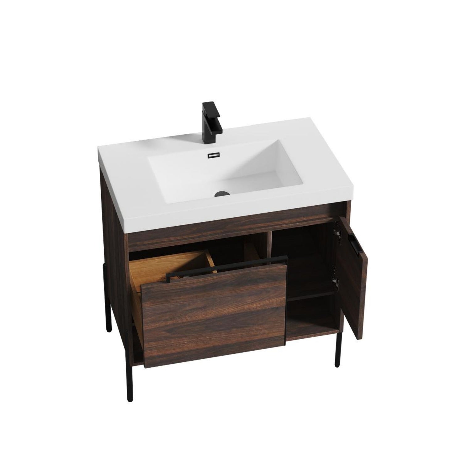 Blossom 36&quot; Walnut Freestanding Vanity with Storage