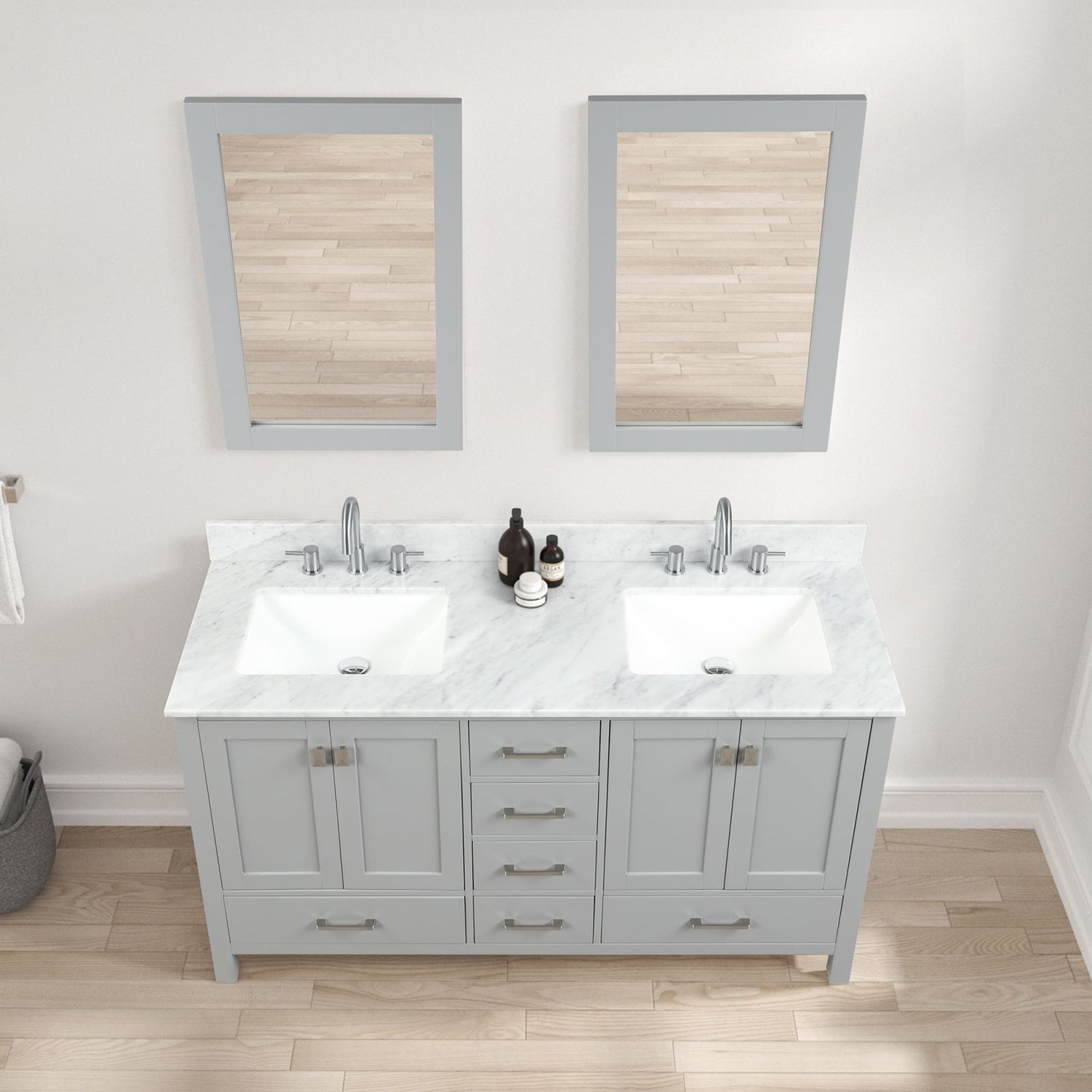 Blossom 60&quot; Double Sink Vanity with Marble Countertop