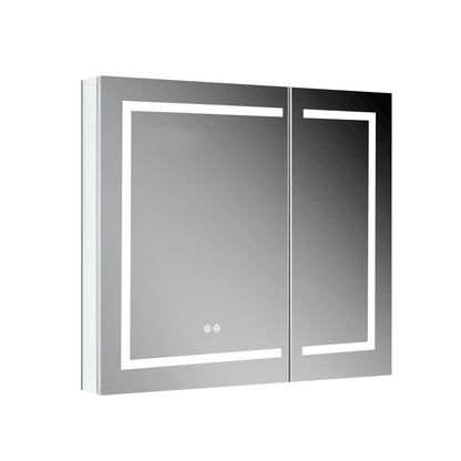 Blossom Vega 36&quot;x32&quot; LED Mirror Medicine Cabinet 2 Doors Defogger 3 Glass Shelves