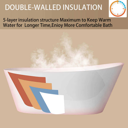 Bright White 67 Acrylic Reversible Single Slipper Tub Insulation