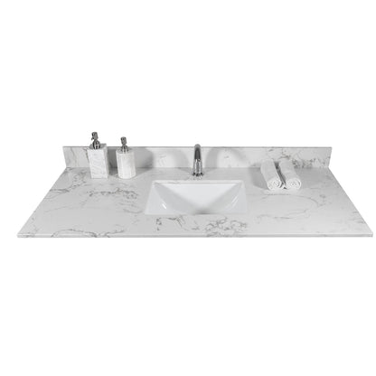 Carrara marble countertop with smooth finish and faucet hole