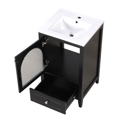 Chic black bathroom vanity with soft-close system