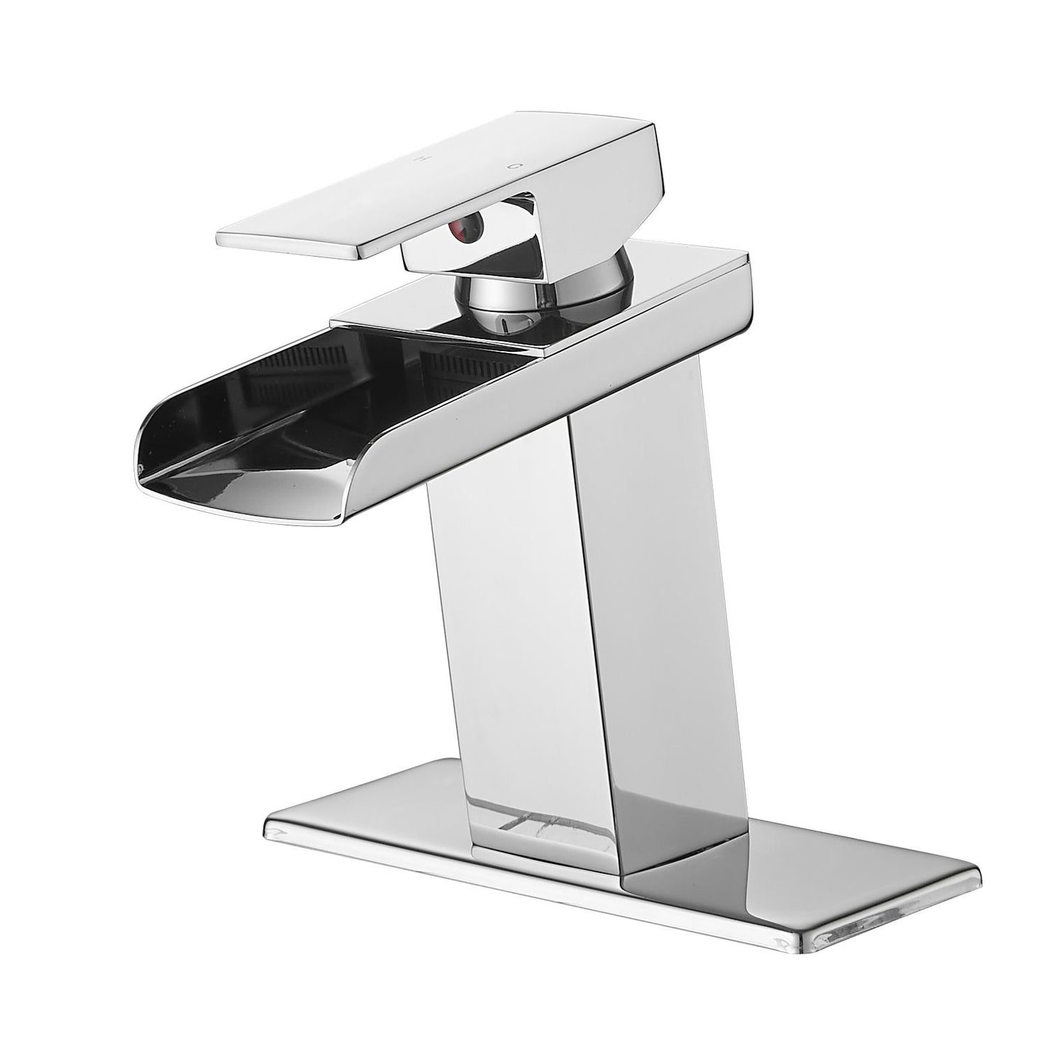 Chrome Deck Plate Waterfall Bathroom Sink Faucet