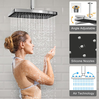 Shower Set 14&quot; Rectangular Ceiling Shower Head with Hand Shower