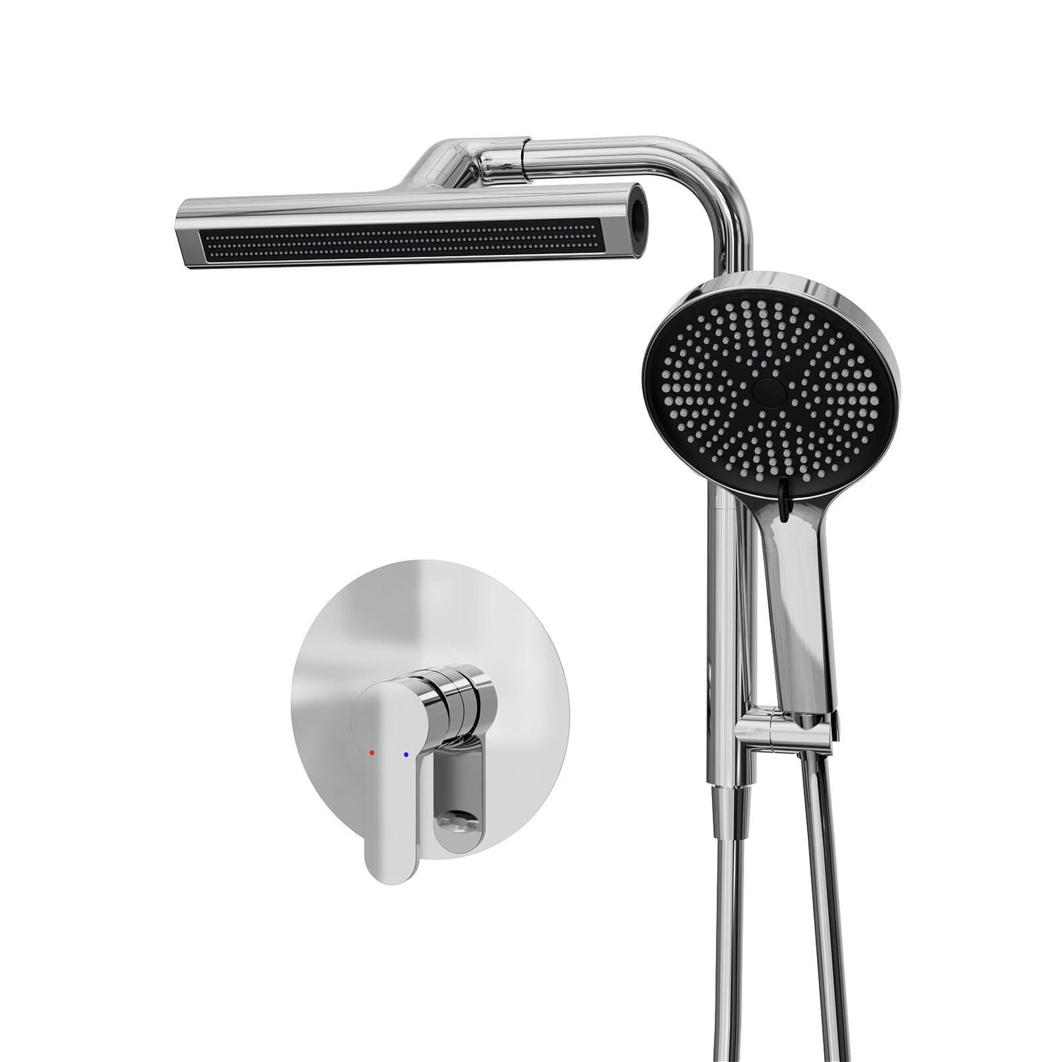 8&quot; Wall Bar Shower Kit with 360° Rotate 3-Spray Cylindrical Shower Head And 6-Spray Handheld