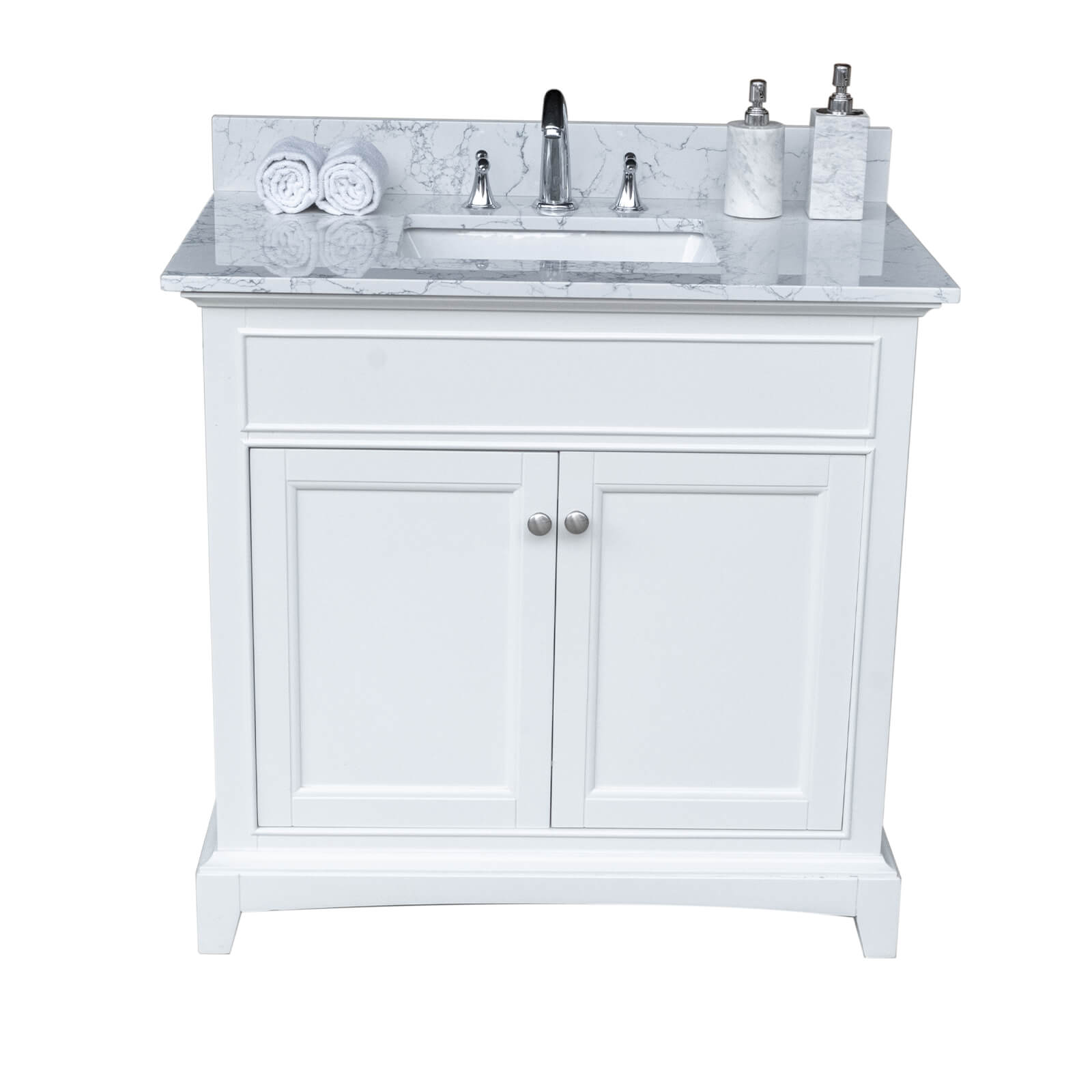 Classic Carrara marble bathroom vanity top with pre sealed surface and backsplash