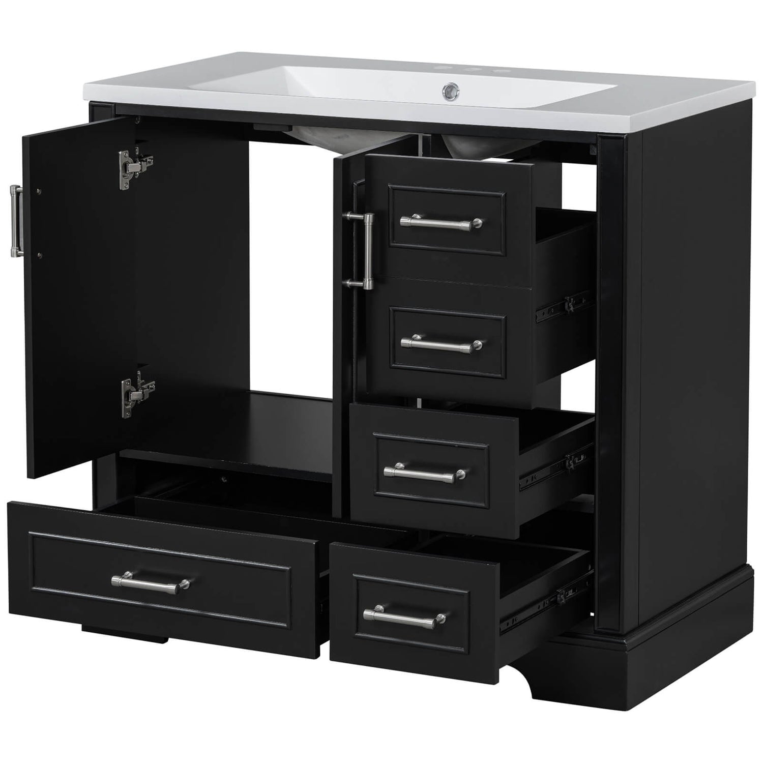 Classic black vanity with moisture-resistant MDF panels