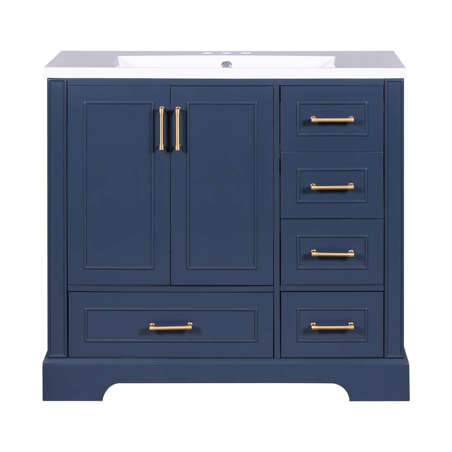 Classic blue bathroom cabinet with resin sink