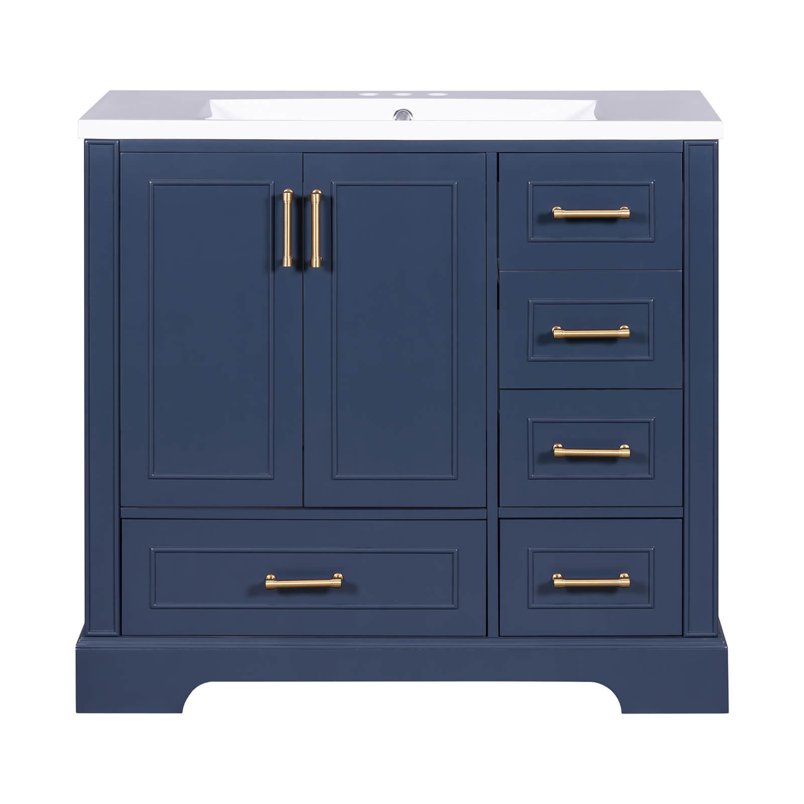 Classic blue bathroom cabinet with resin sink