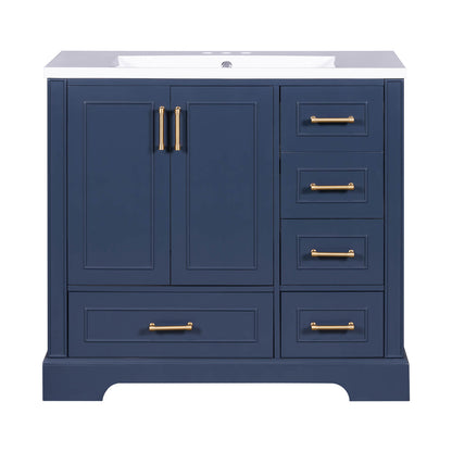 Classic blue bathroom cabinet with resin sink