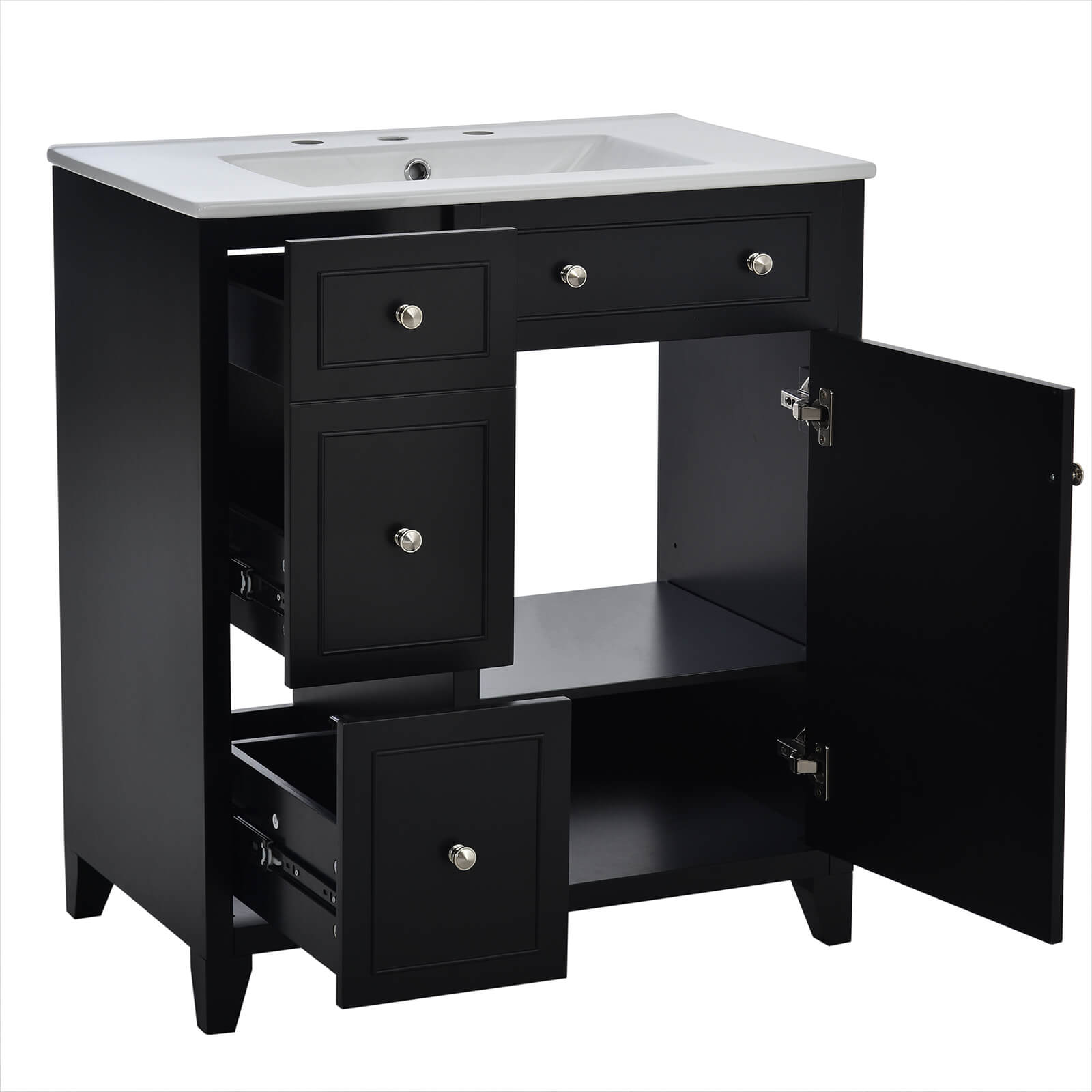 Compact 30 inch black vanity perfect for small bathroom spaces