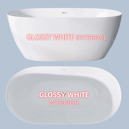 Comparison of color differences between the inner and outer tubs of a 67 inch large oval acrylic soaking tub