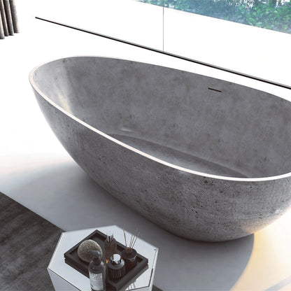 Concrete industrial style bathtub with a raw_ edgy aesthetic