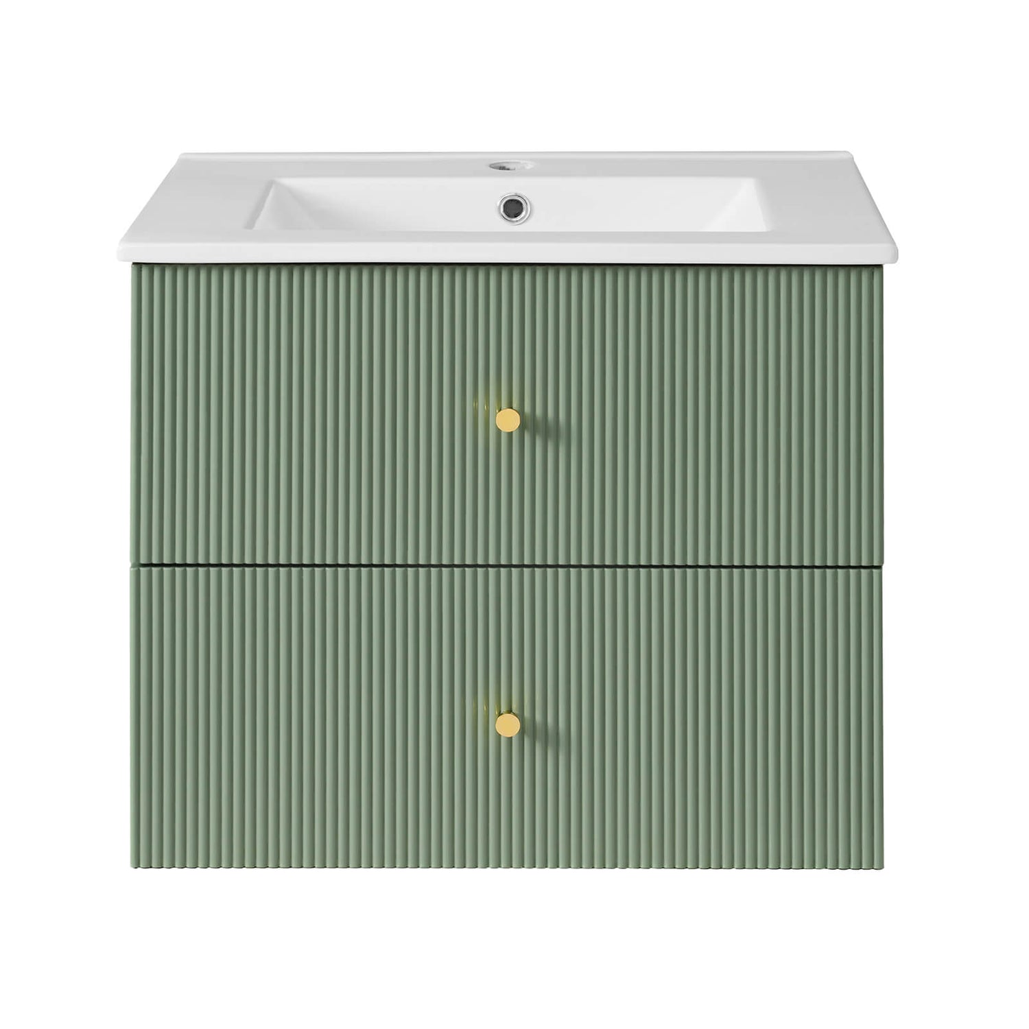 Contemporary 24 green floating vanity with white ceramic sink