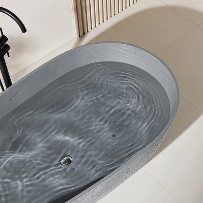 Deep soaking concrete inspired industrial tub with artistic cracks