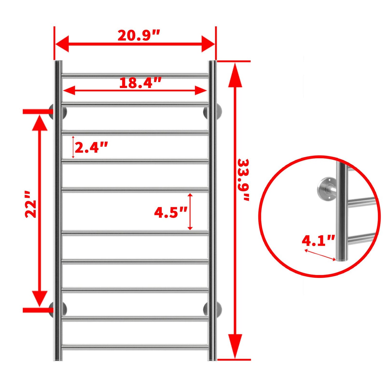 Deluxe Bathroom Heated Towel Rack Parameter