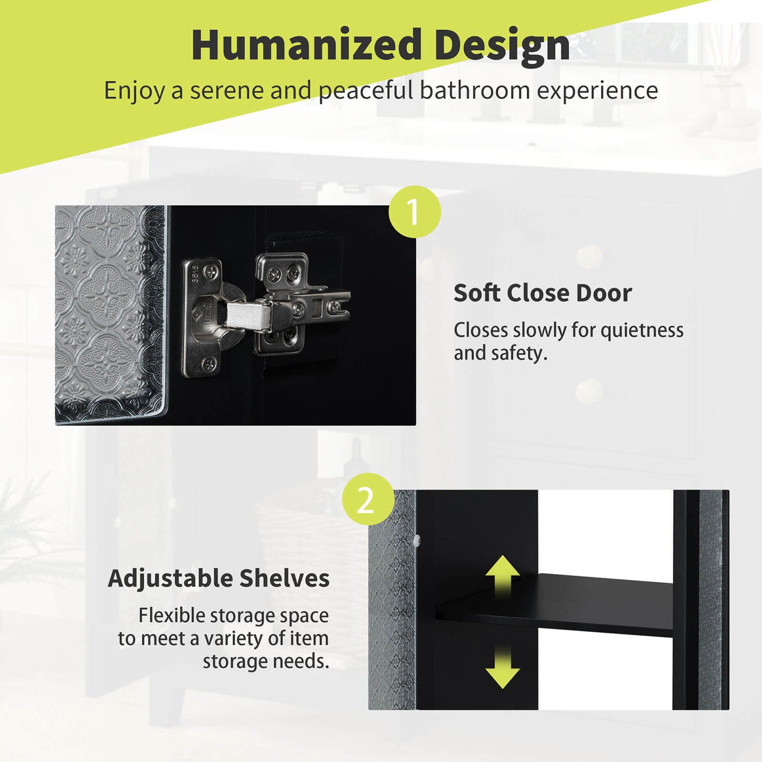 Detail-of-the-partitions-and-hinges-of-a-36-inch-black-bathroom-vanity-with-patterned-glass-doors