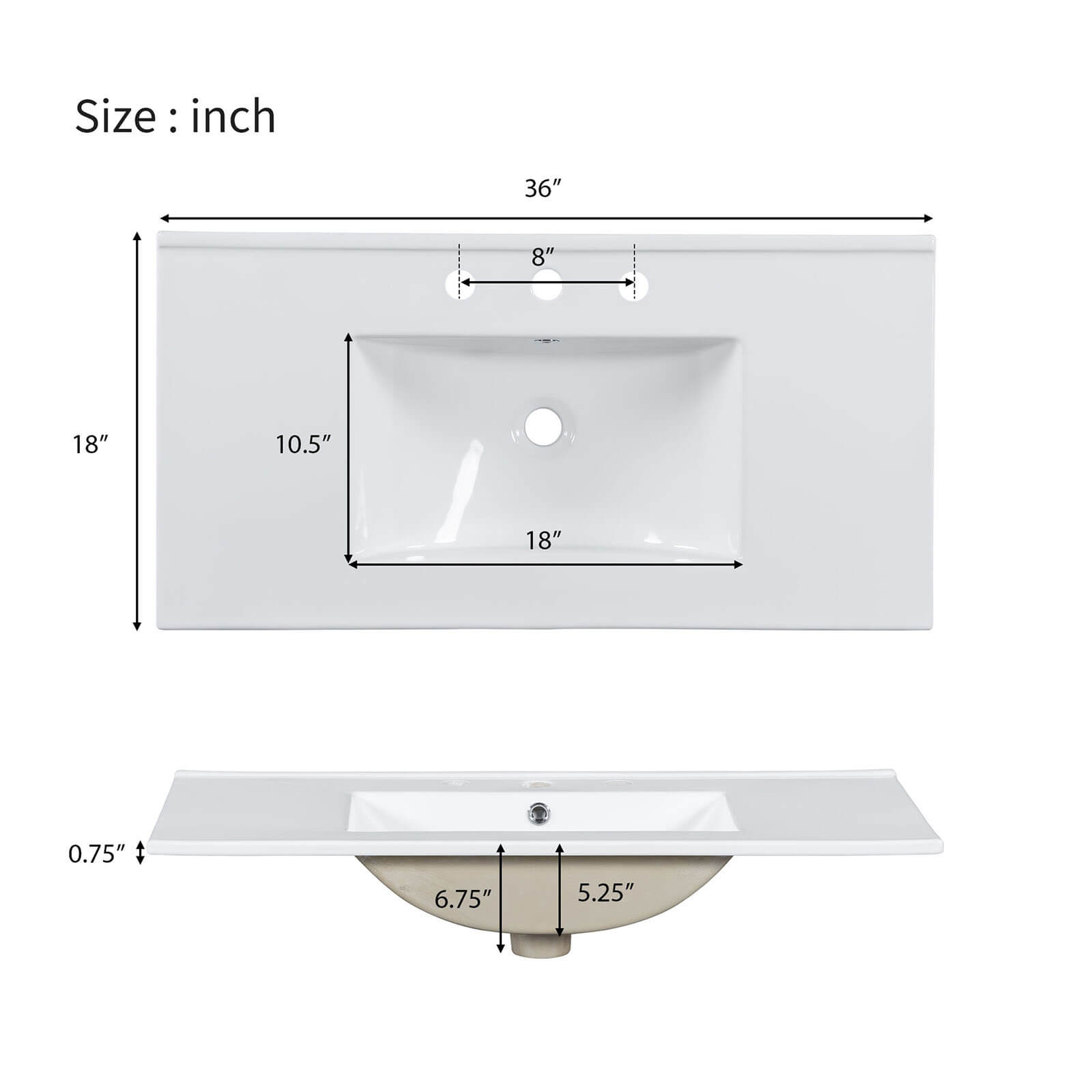 Dimensional detail softop ceramic sink in 36 inch green bathroom vanity with patterned glass door