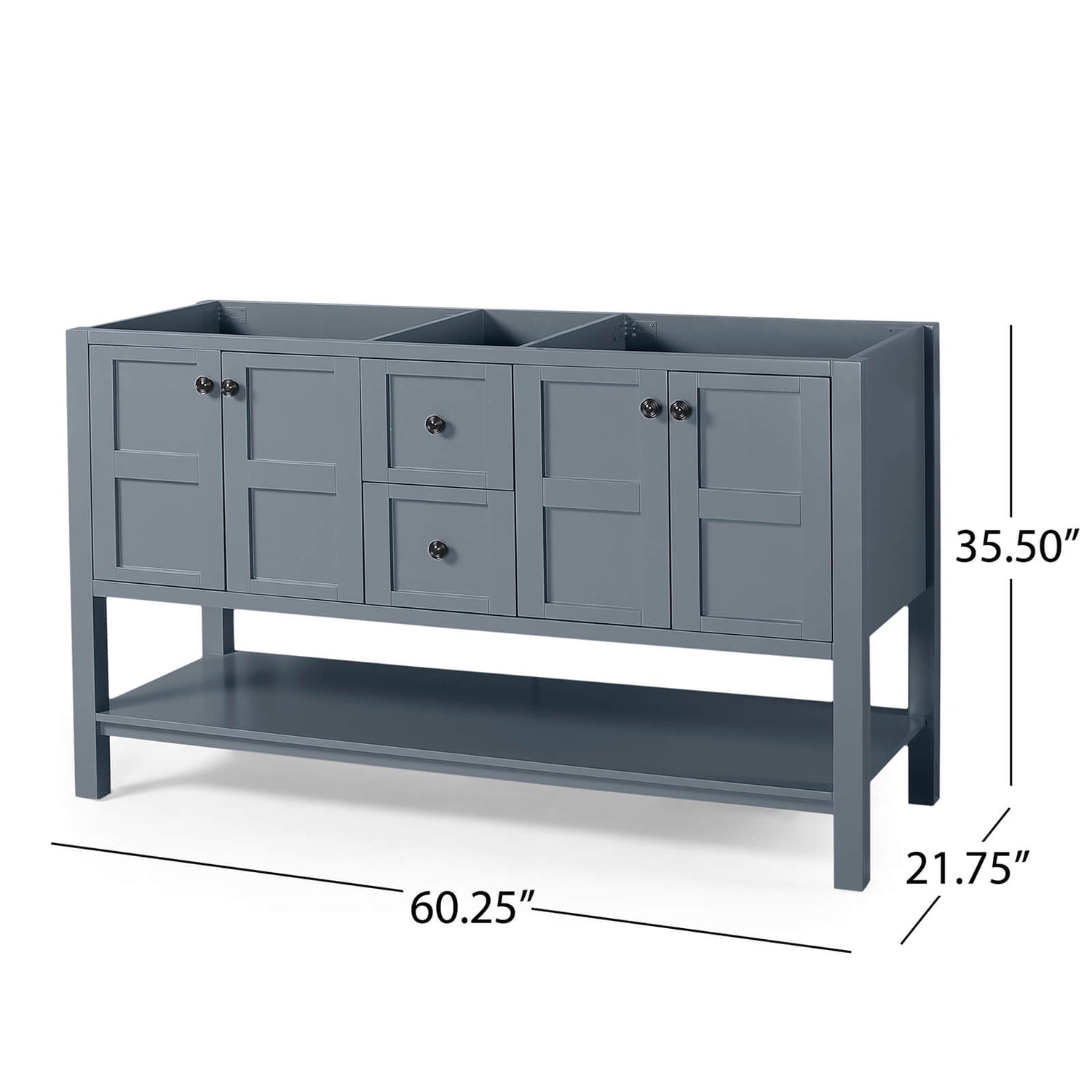 Dimensions Specifications for 60 Inch Blue Gray MDF Bathroom Vanity Cabinet _without Countertop