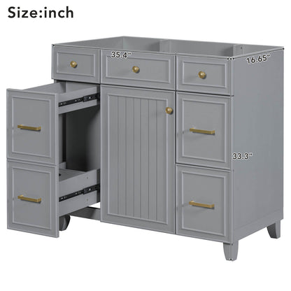 Dimensions of 36 inch Grey Bathroom Vanity Cabinet with 4 Drawers