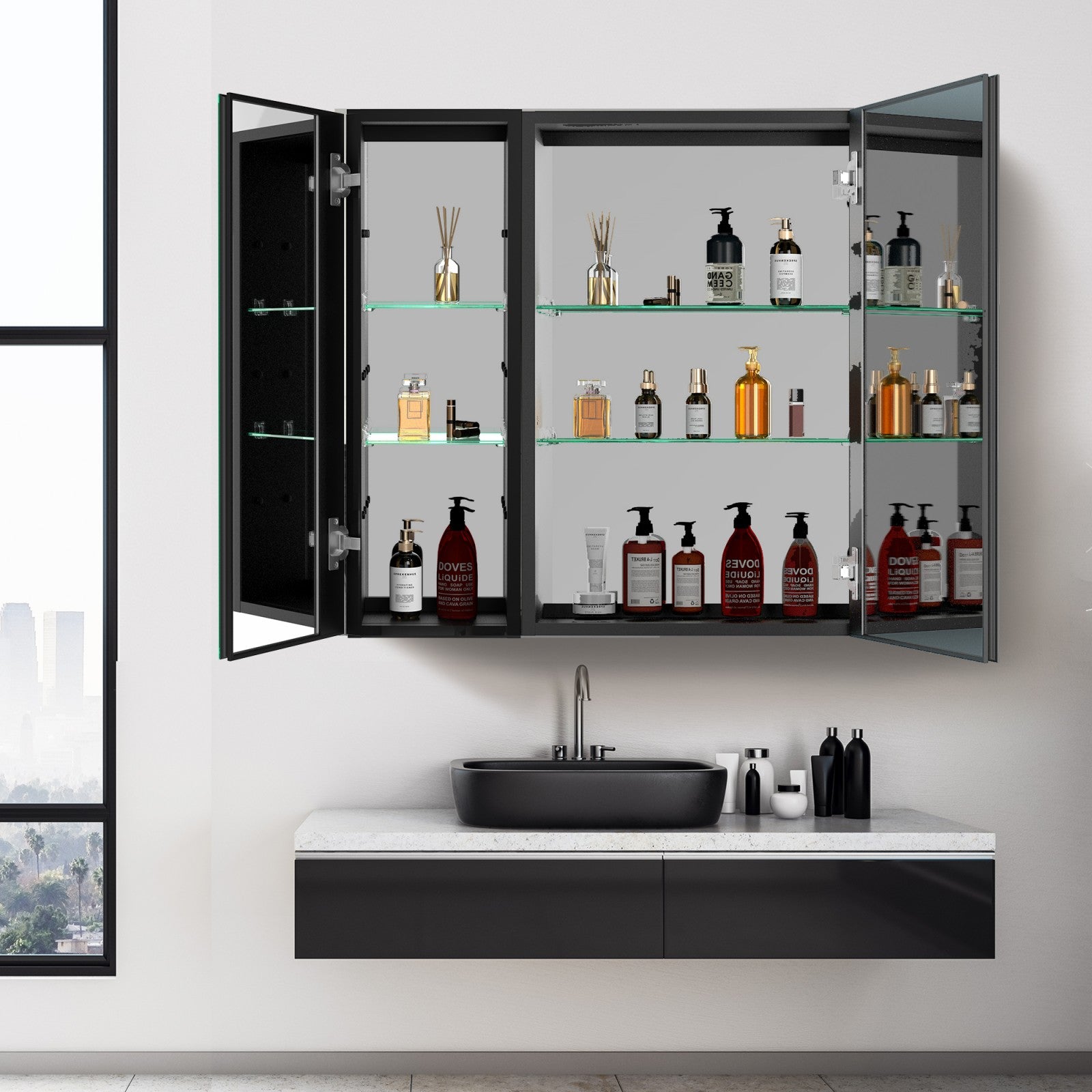 Dimmer LED Black Medicine Cabinet