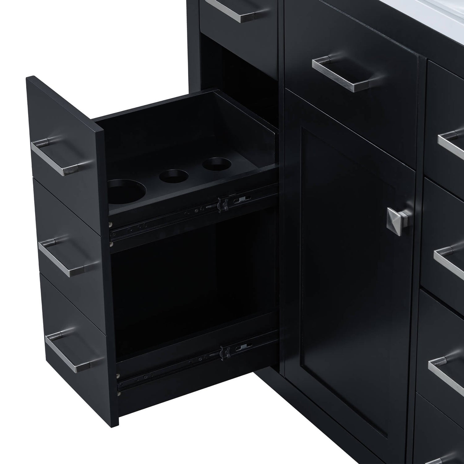 Double Drawer Display with 6 Drawers 36 Inch Black Bathroom Vanity