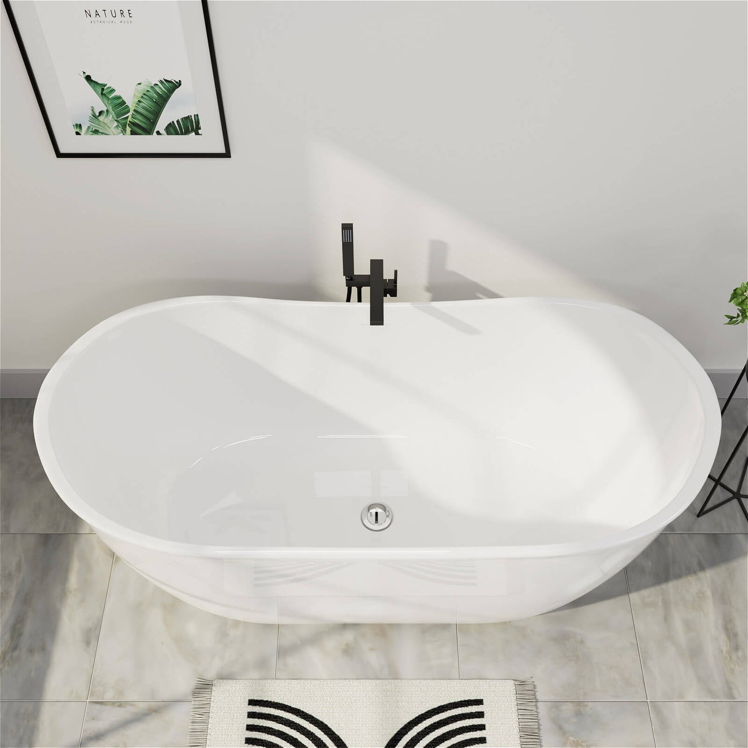 Double Slipper 59 inch Freestanding Soaking Tub