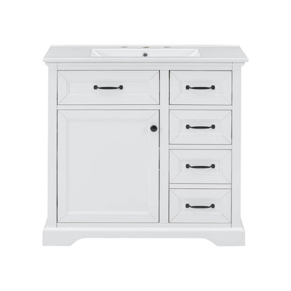 Durable 36 Inch Bathroom Vanity with Rubberwood Frame and Soft Close Doors