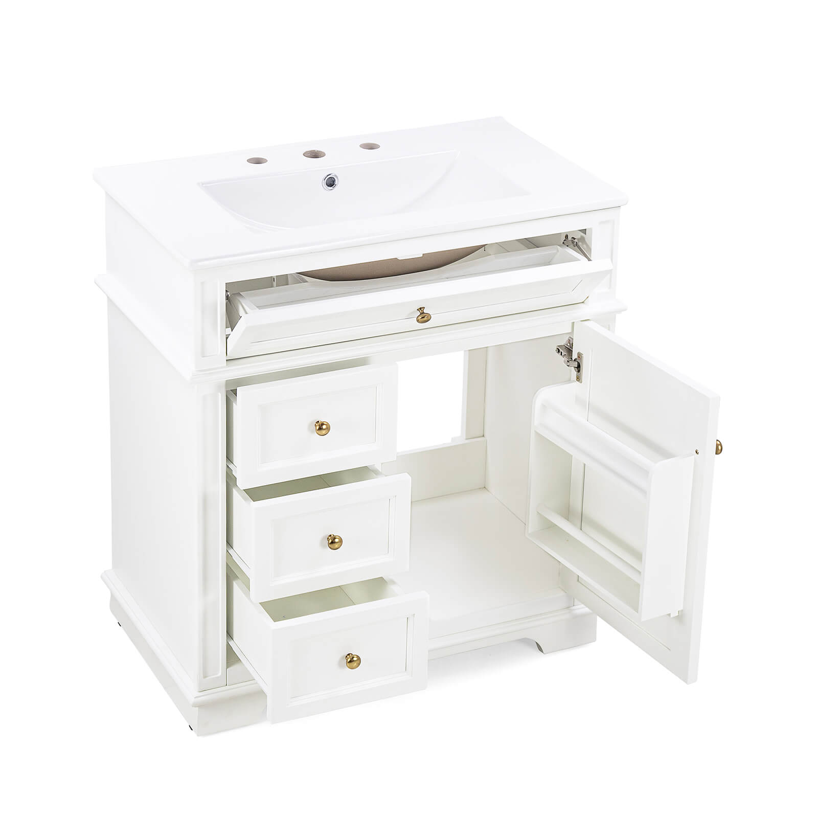 Durable freestanding vanity with waterproof acacia wood cabinet