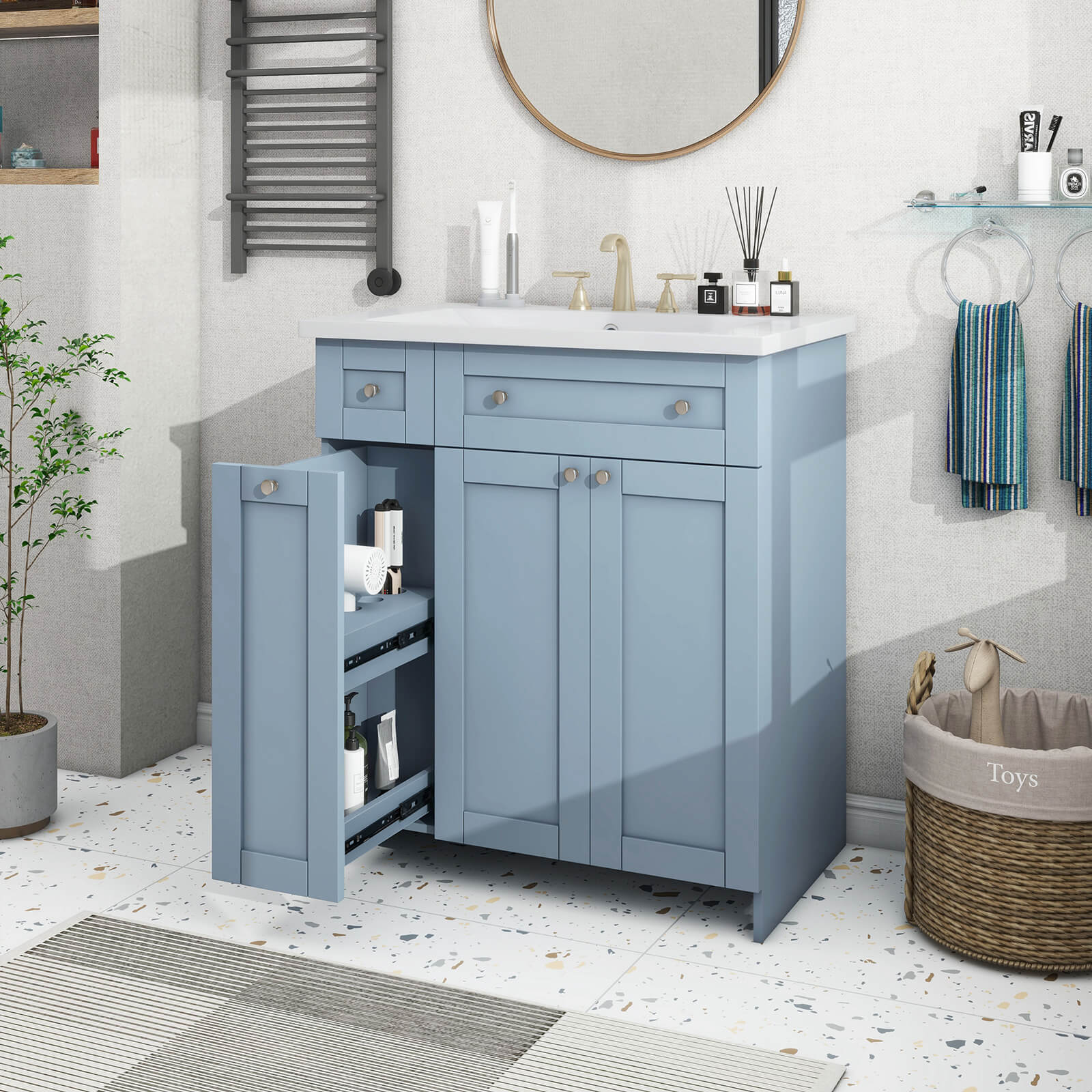 Durable MDF bathroom vanity with soft-close functionality