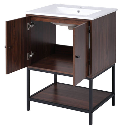 Durable MDF vanity in walnut finish