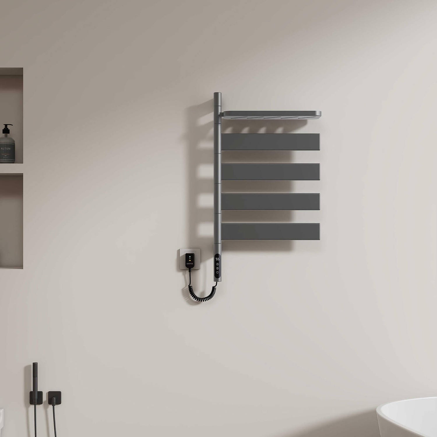 Efficient towel heating sleek gray design