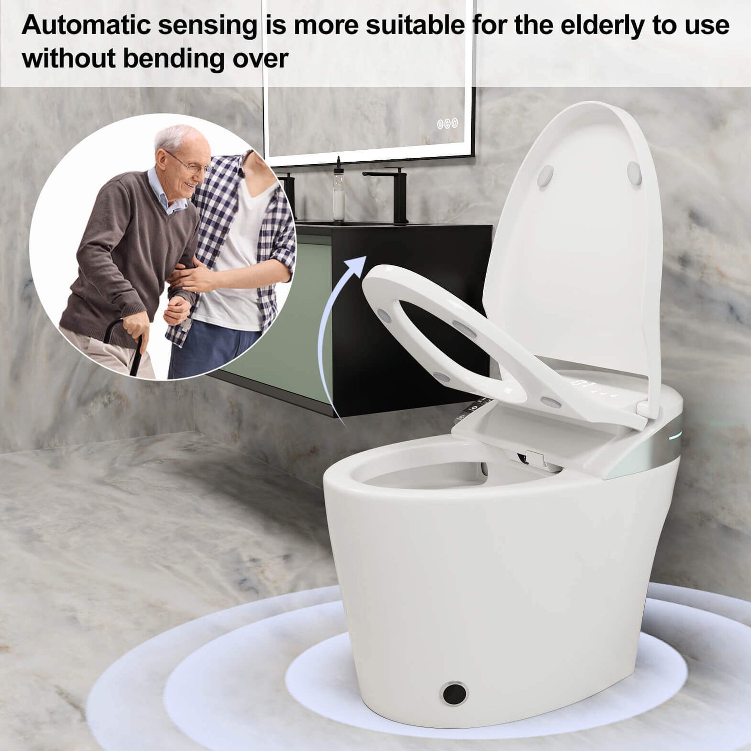 Elderly-friendly automatic flip-top high-tech toilet