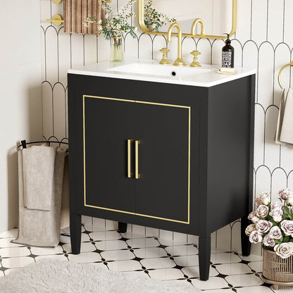 Elegant 30 inch bathroom vanity with a spacious storage design and hidden drawers