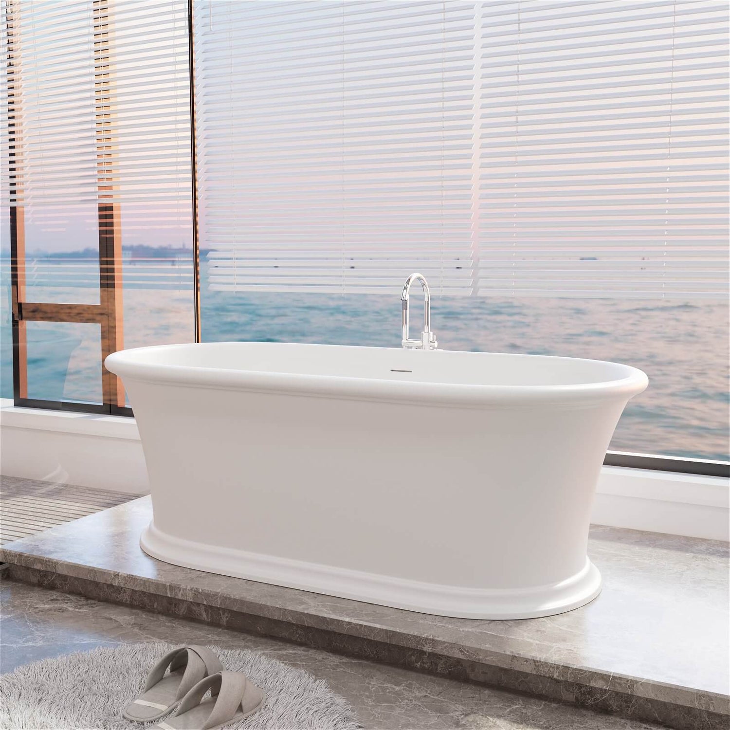 Elegant 67 inch modern pedestal bathtub in a sleek design