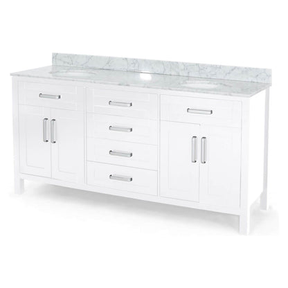 Elegant 73 Inch Marble Vanity with Waterproof Plywood Construction