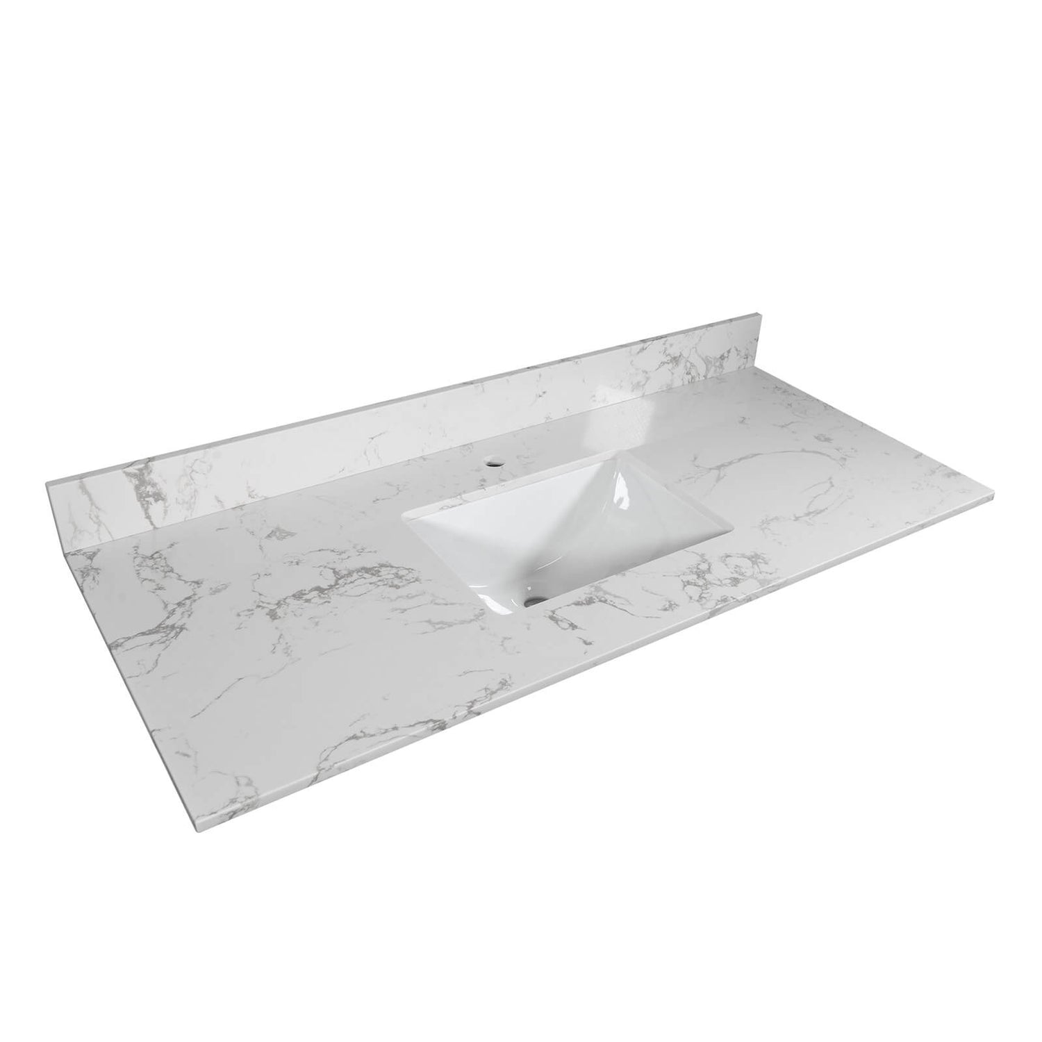 Elegant Carrara marble vanity top with single faucet hole