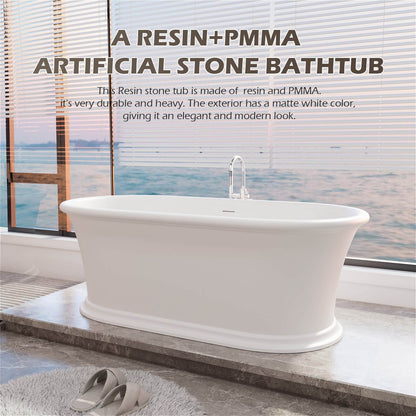 Elegant modern pedestal bathtub with antibacterial stone resin material