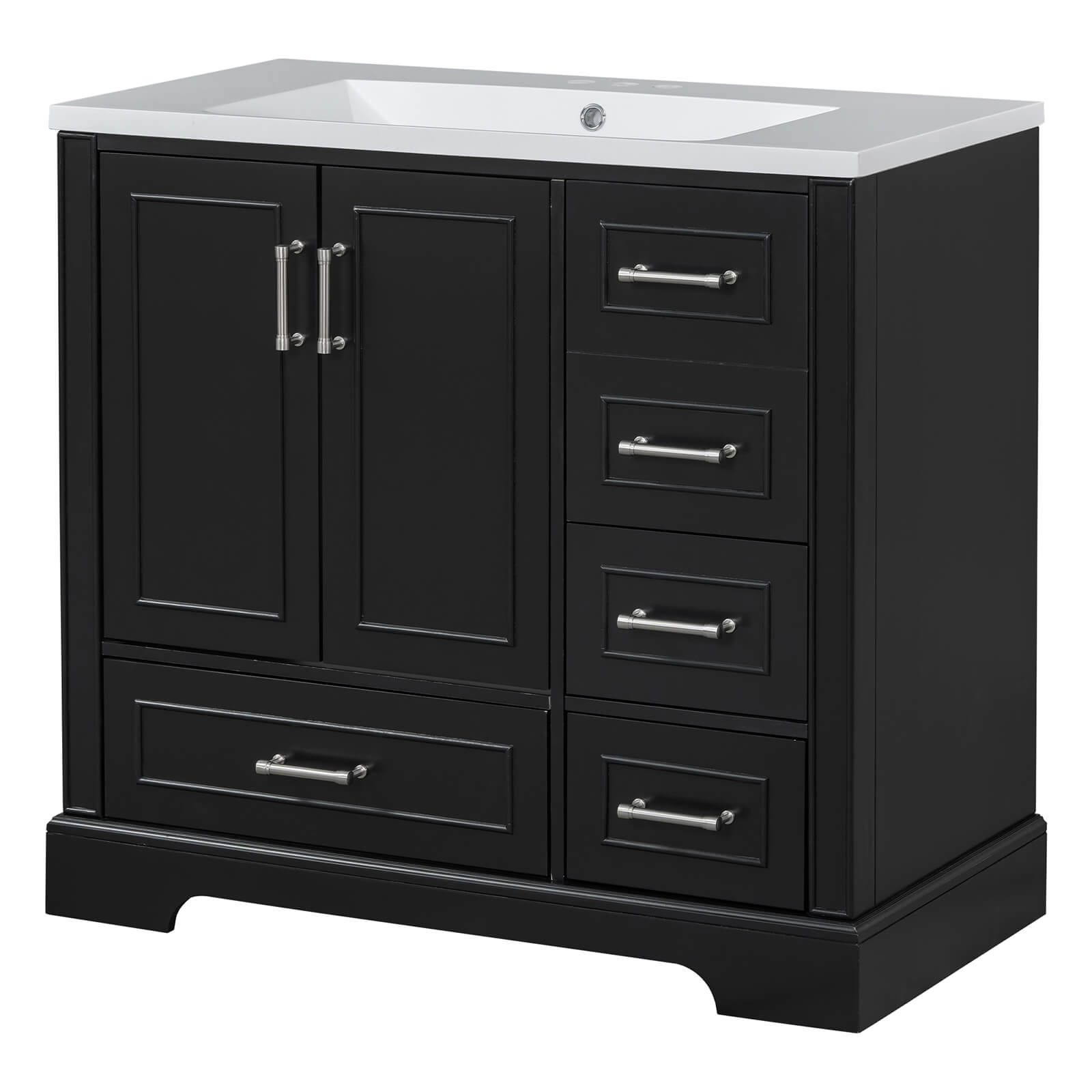 Ergonomic 34-inch high black bathroom vanity