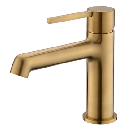 Extended Spout Sink Faucet with Geometric Design Gold