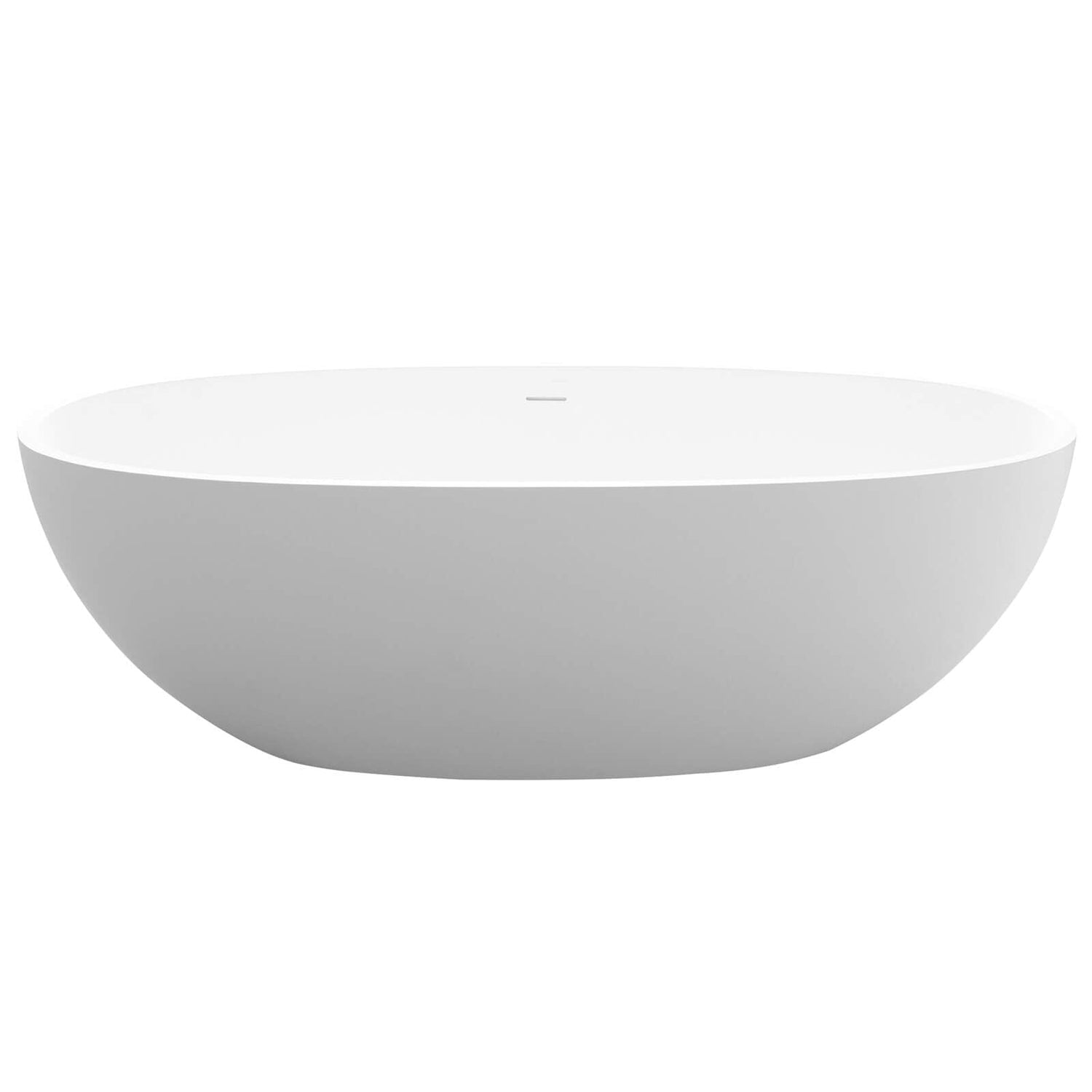 71&quot; Solid Surface Stone Resin Oval-shaped Freestanding Soaking Bathtub with Overflow