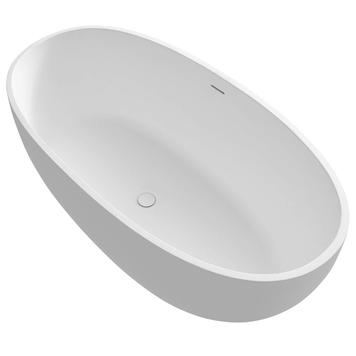 71&quot; Solid Surface Stone Resin Oval-shaped Freestanding Soaking Bathtub with Overflow