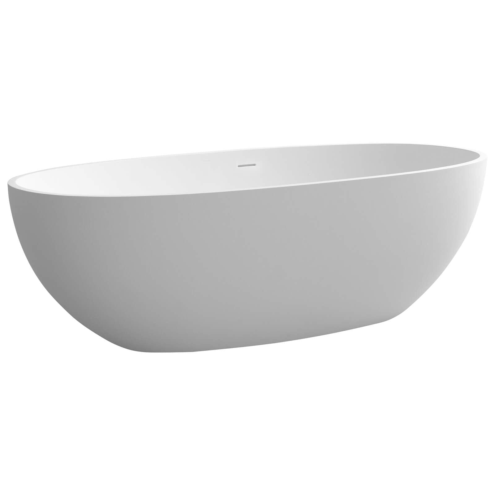 71&quot; Solid Surface Stone Resin Oval-shaped Freestanding Soaking Bathtub with Overflow