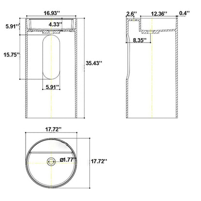 Modern Bathroom Round Basin Pedestal Sink Resin Art Translucent