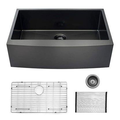 30&quot; Farmhouse Kitchen Sink 16 Gauge Stainless Steel Single Bowl Sink with Bottom Grid and Strainer