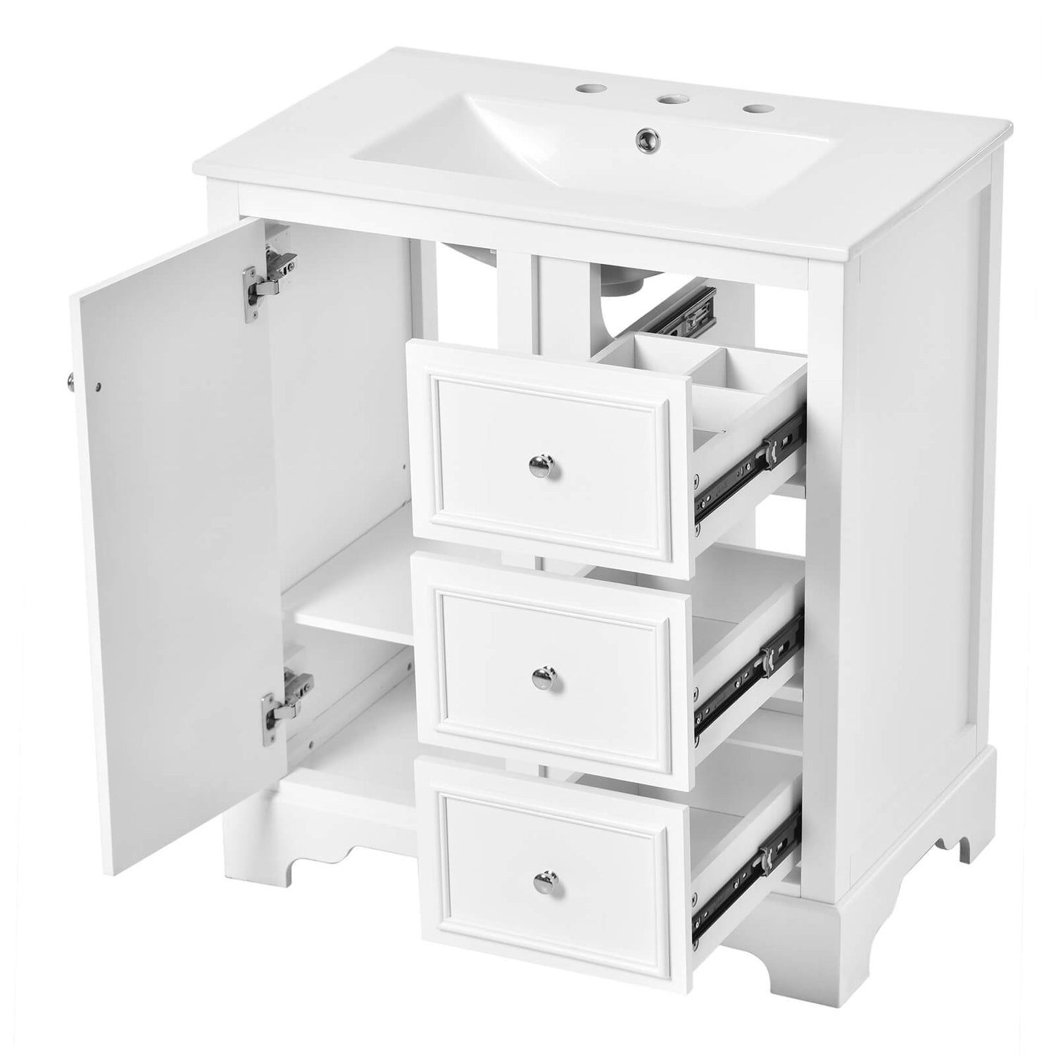 Freestanding-vanity-with-adjustable-shelf-and-soft-close-drawers