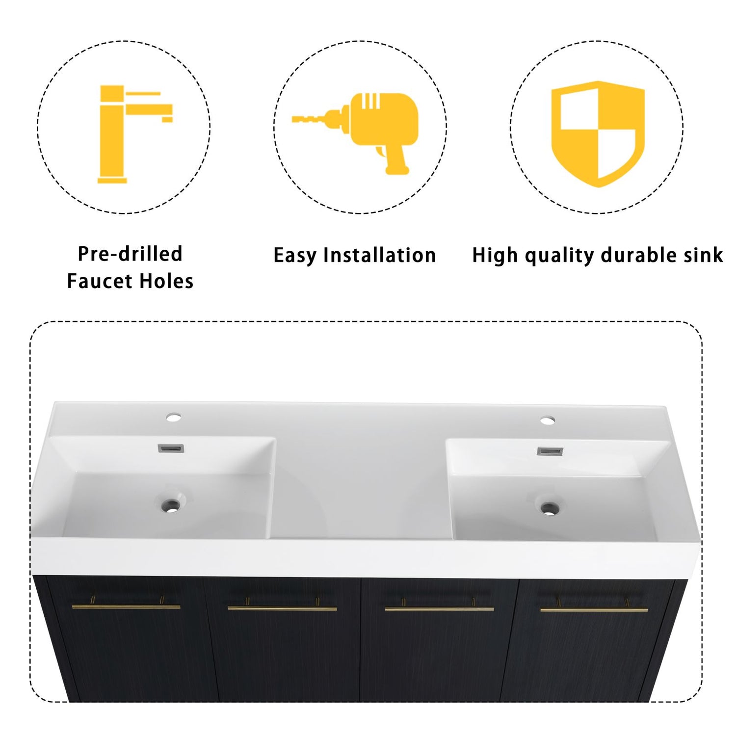 Freestanding Bathroom Vanity with Double Sinks