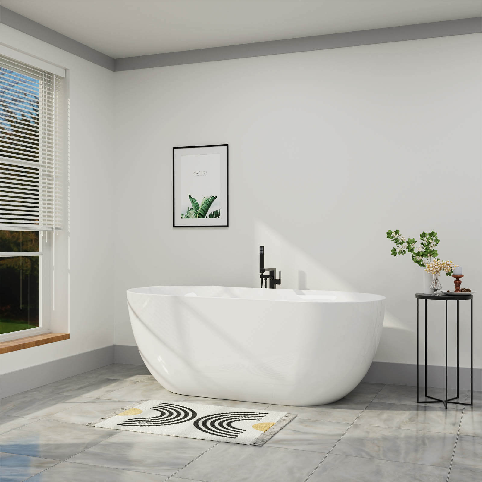 Large Space 67-inch Freestanding Soaking Acrylic Bathtub