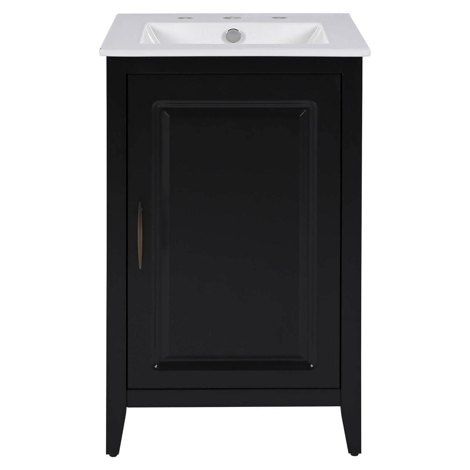 Front view of 20 inch Black Minimalist Bathroom Vanity with sleek design